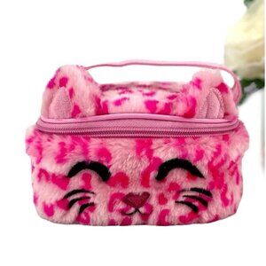 Claire’s Girls Plush Kitty Make Up Bag Cosmetic Case Pink